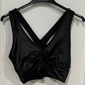 ALO Yoga Black Ruched Crop Top